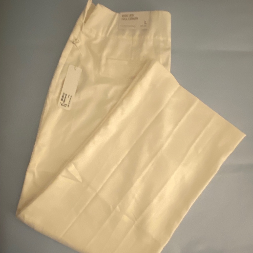 Soft Surroundings LYRA Wide Leg Satin Pants - Size 14/16 - Ecru - NWT